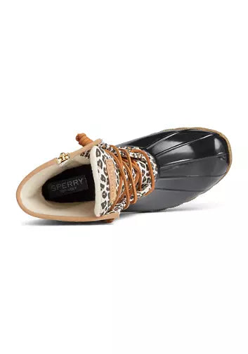 Sperry Saltwater Animal Print Duck Boot - Leopard/Black 8