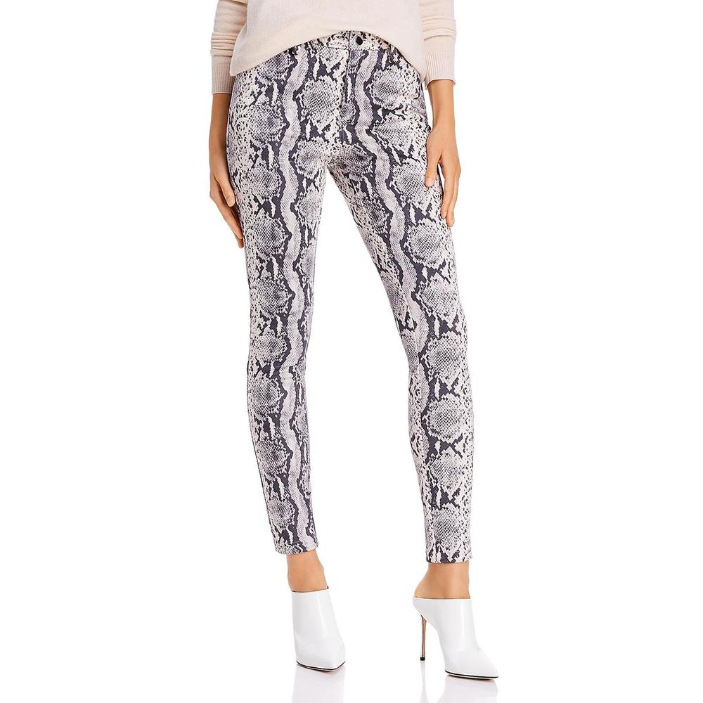 Sunset & Spring Snake Print Ankle Skinny Pants - Grey