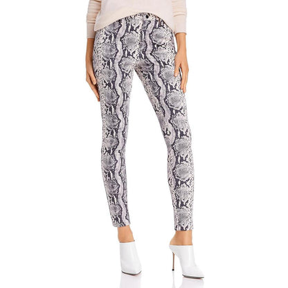 Sunset & Spring Snake Print Ankle Skinny Pants - Grey