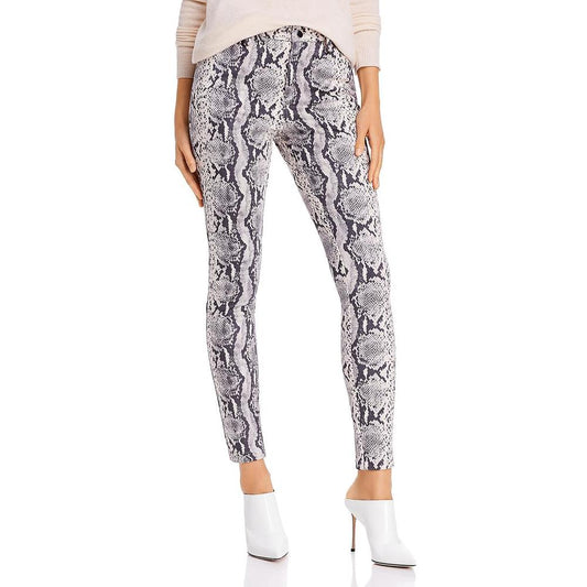 Sunset & Spring Snake Print Ankle Skinny Pants - Grey