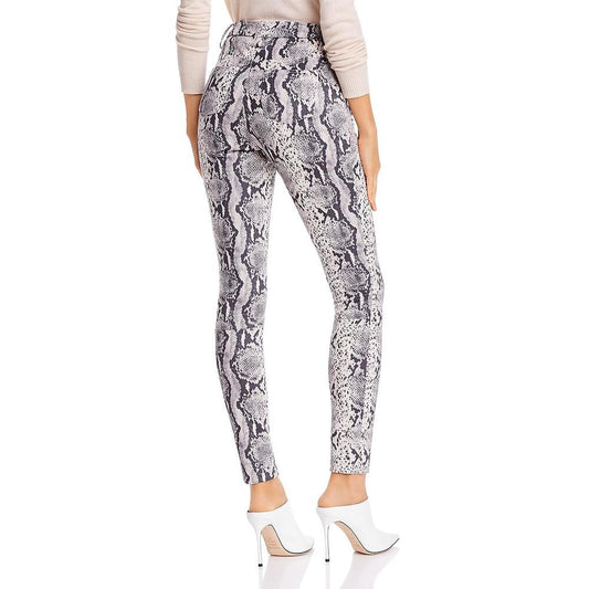 Sunset & Spring Snake Print Ankle Skinny Pants - Grey