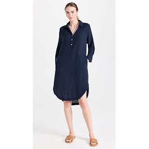 Sundry Longsleeve Shirttail Dress - Navy