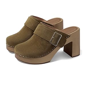 Swedish Hasbeens Slejf Sky High Clogs - Tobacco Suede EU 37/US 7