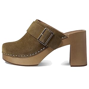 Swedish Hasbeens Slejf Sky High Clogs - Tobacco Suede EU 37/US 7
