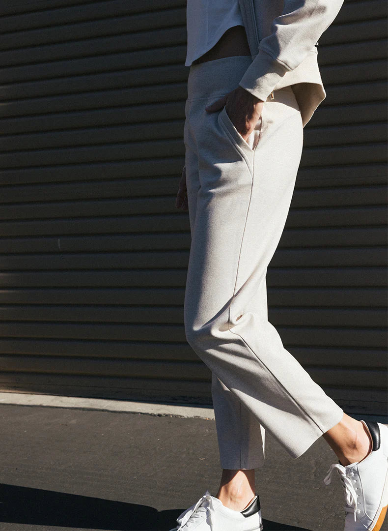 Thrive Société Quinn Rib Trim Trouser - Stone
