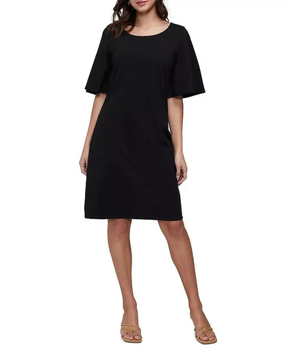 Three Dots Boat Neck Dress - Black