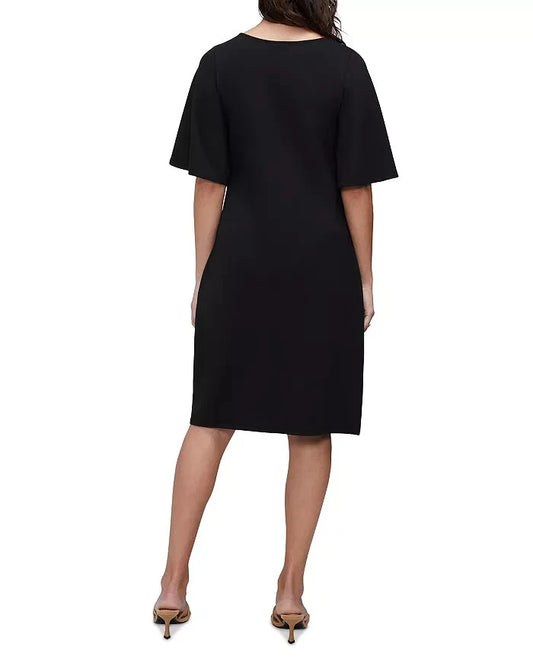 Three Dots Boat Neck Dress - Black