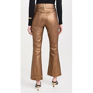 Veronica Beard Carson Metallic Cropped Flare Jeans- Antique Brass 27