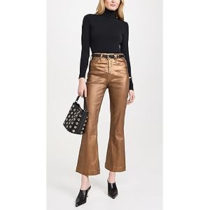 Veronica Beard Carson Metallic Cropped Flare Jeans- Antique Brass 27