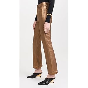 Veronica Beard Carson Metallic Cropped Flare Jeans- Antique Brass 27