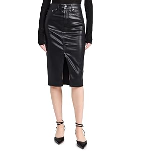 Veronica Beard Breves Coated Midi Skirt - Black High Gloss