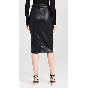 Veronica Beard Breves Coated Midi Skirt - Black High Gloss
