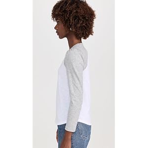 Veronica Beard Mason Baseball Tee - White/Heather Grey