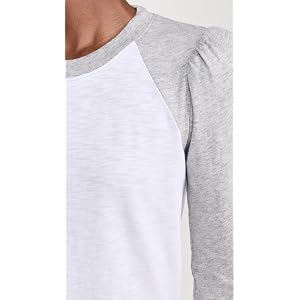 Veronica Beard Mason Baseball Tee - White/Heather Grey