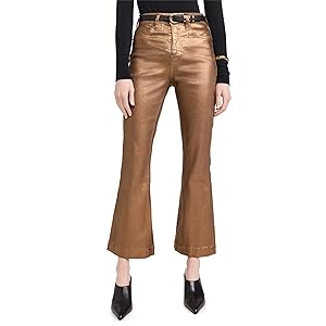 Veronica Beard Carson Metallic Cropped Flare Jeans- Antique Brass 27