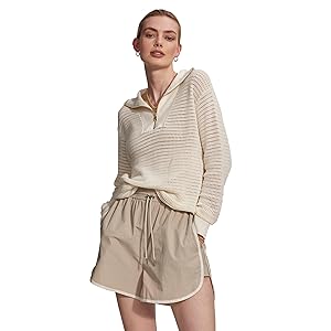 Varley Billie 1/2 Zip Knit Sweater - Egret