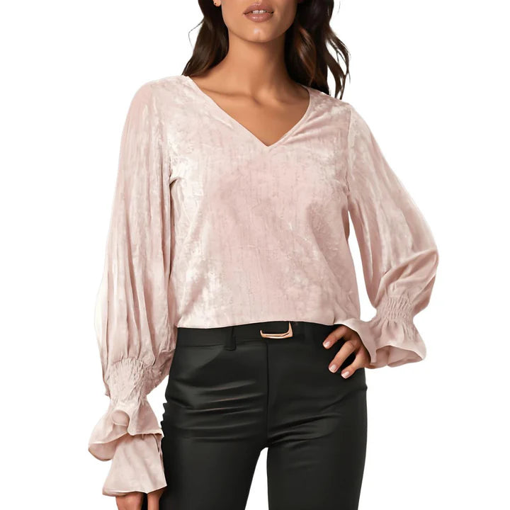 Vince Camuto Velvet Glitter Top - Elegant Pearl