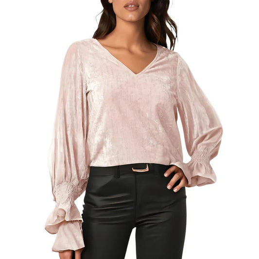 Vince Camuto Velvet Glitter Top - Elegant Pearl