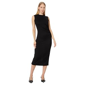 Vince Sleeveless Waist Gather Dress - Black