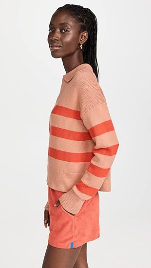 Velvet by Graham & Spencer Lucie Striped Polo Sweater - Pink/Flame