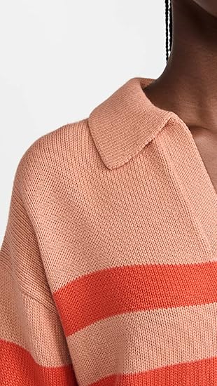 Velvet by Graham & Spencer Lucie Striped Polo Sweater - Pink/Flame