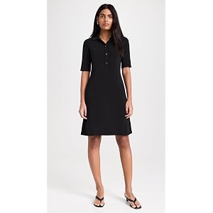 Vince Elbow Sleeve Polo Dress - Black