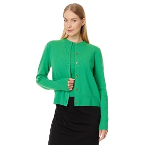 Vince Wool Blend Shank Button Cardigan - Dark Parakeet