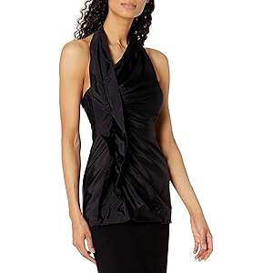Vera Wang Silk Halter Tunic w/ Ruffle Detail