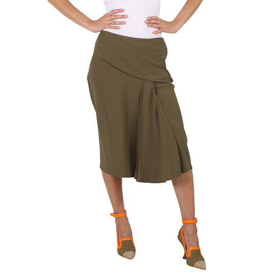 Versace Caramel Draped Midi Skirt - Olive