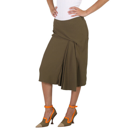 Versace Caramel Draped Midi Skirt - Olive