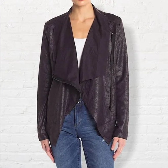Vigoss Crackled Suede Moto Jacket - Blk