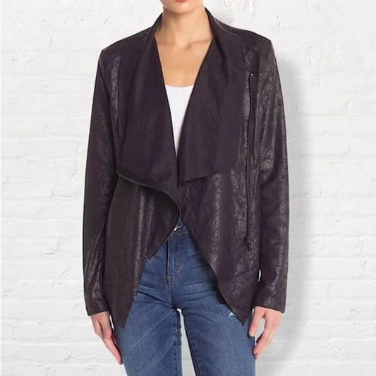 Vigoss Crackled Suede Moto Jacket - Blk