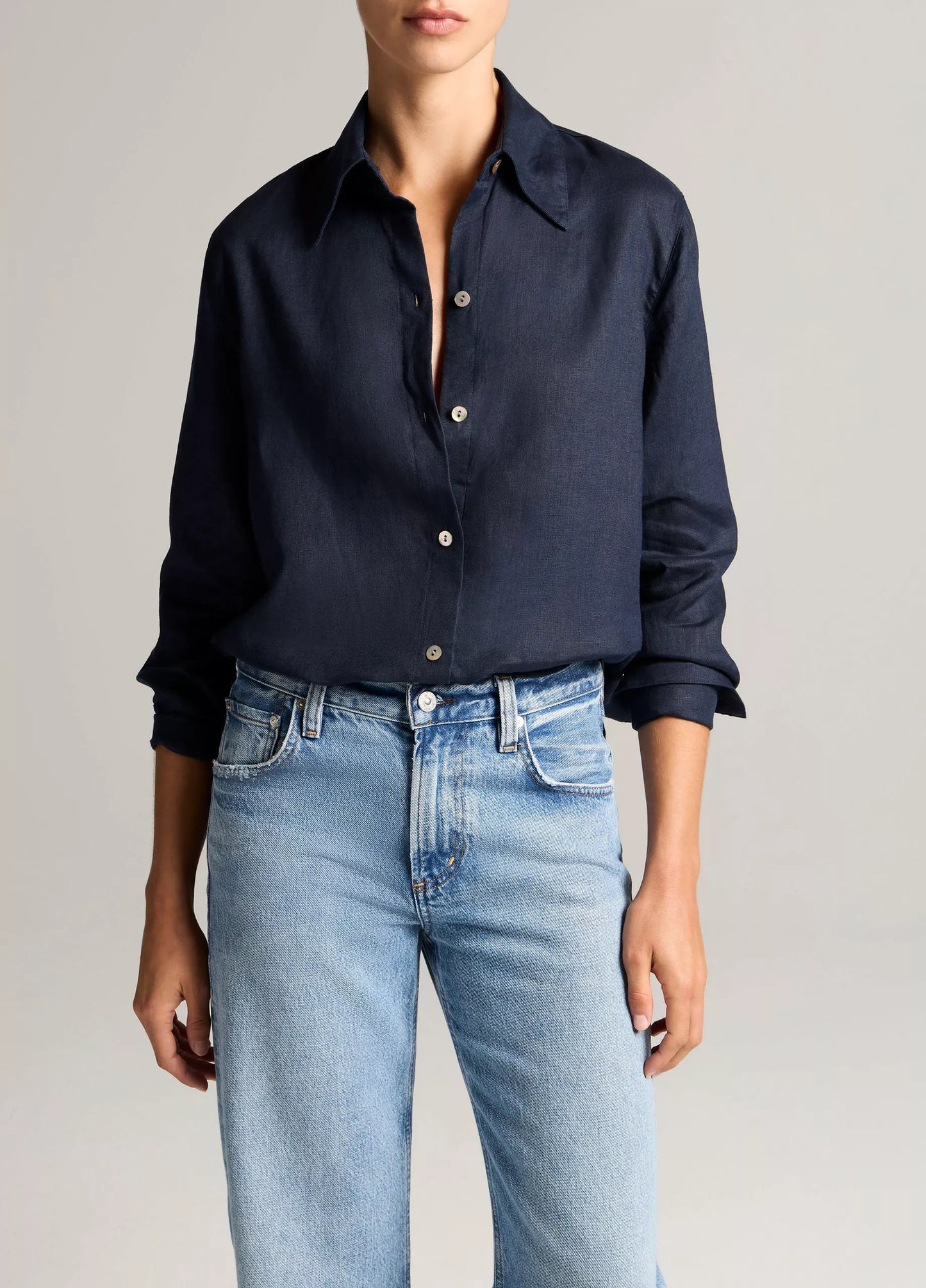 Vince Relaxed Button Down Shirt - Coastal Blue