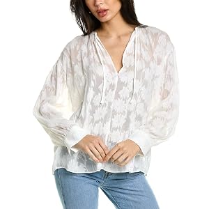 Vince Shirred Band Collar Blouse - Off White