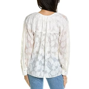 Vince Shirred Band Collar Blouse - Off White