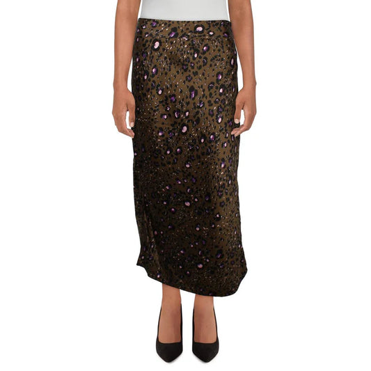 Walter Baker Animal Print Side Slit Pencil Skirt - Olive Leopard