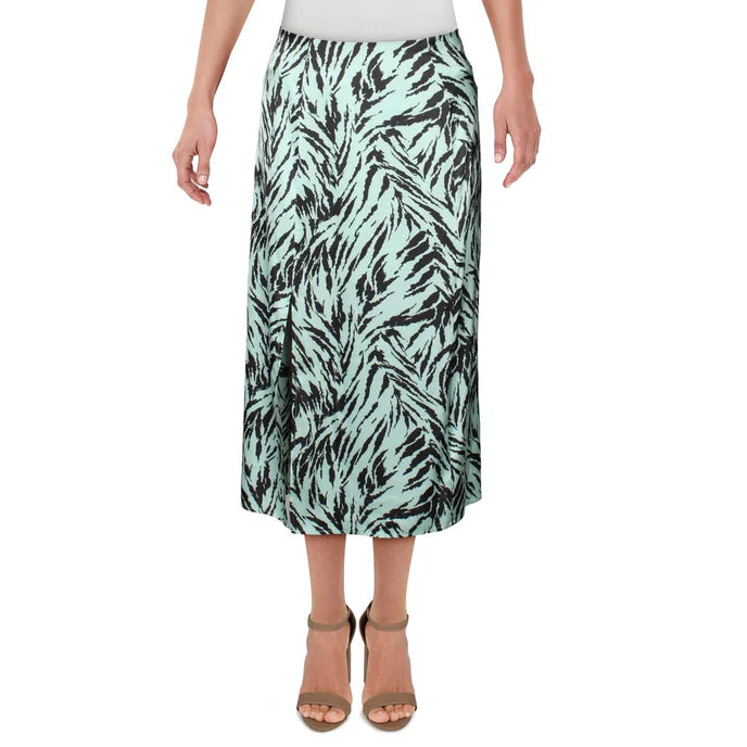 WAYF Altamont Tiger Print A-Line Midi Skirt - Mint Tiger