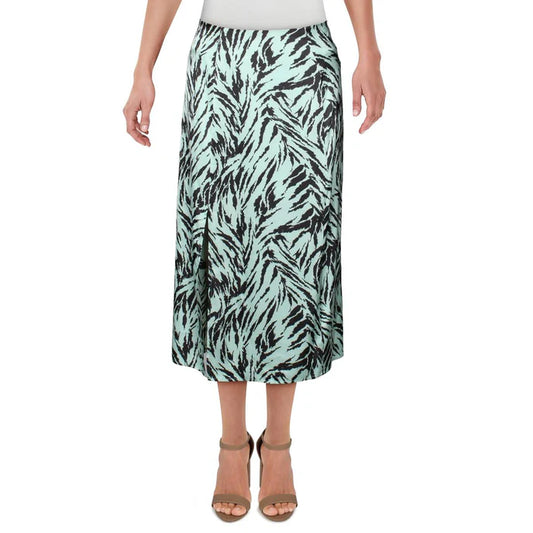 WAYF Altamont Tiger Print A-Line Midi Skirt - Mint Tiger