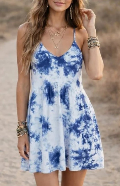 Z Supply Kona Cloud Print Dress - Blu/Wht
