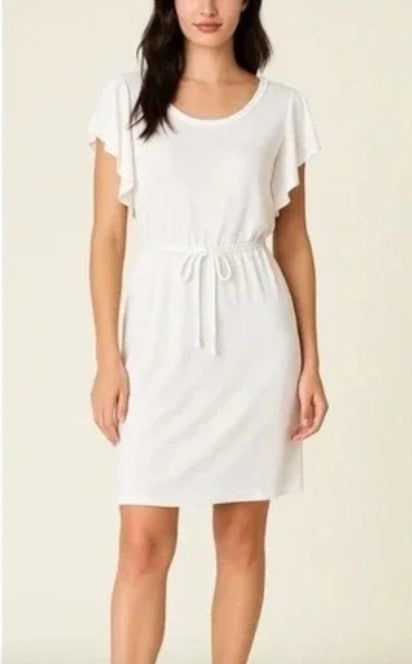 Z Supply Capri Ruffle Sleeve French Terry Dress - White