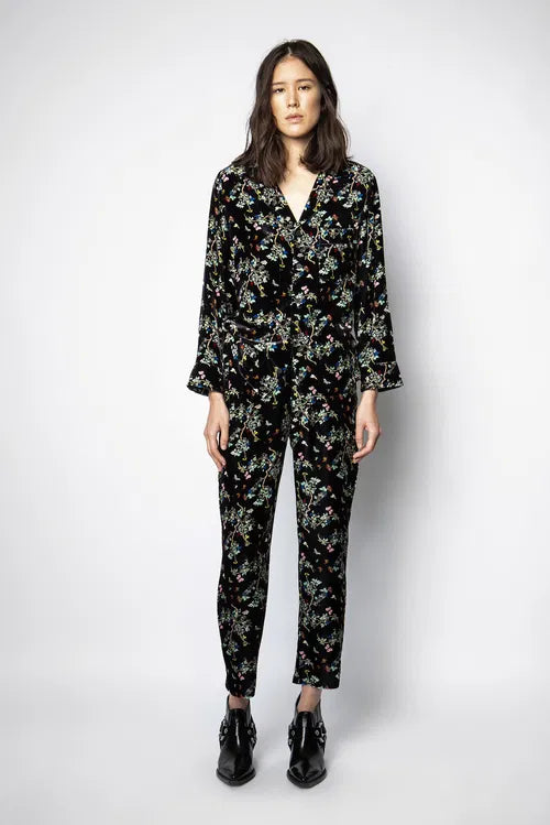 Zadig & Voltaire Floral Print Velvet Pant - Poppy Velvet Blossom