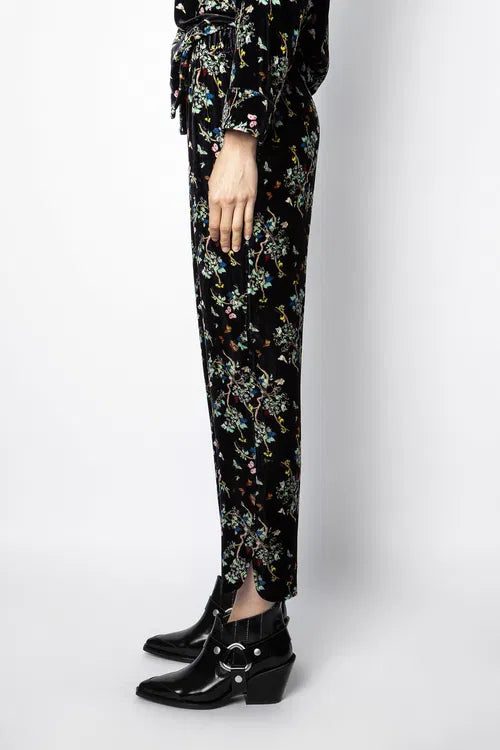Zadig & Voltaire Floral Print Velvet Pant - Poppy Velvet Blossom