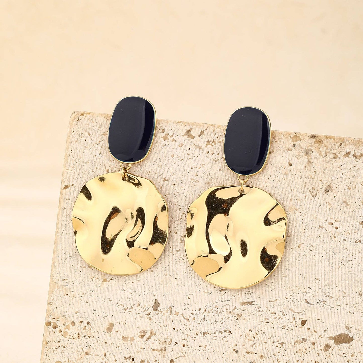 RB Chunky Disc Drop Earrings - Red/18K Gold Plated