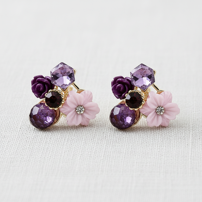 Crystal Flower Drop Earrings