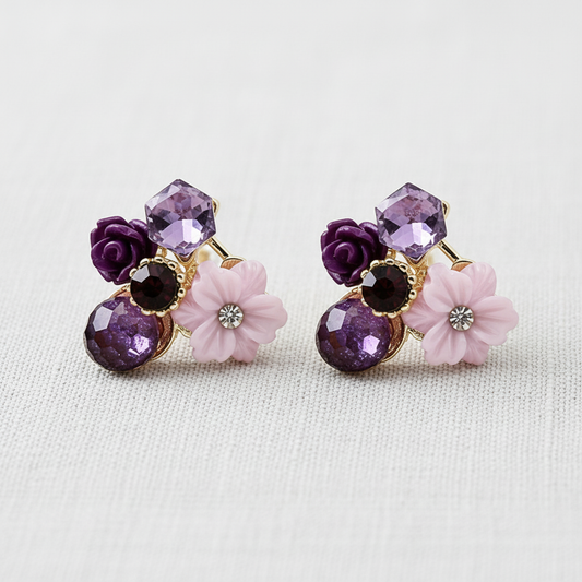 Crystal Flower Drop Earrings