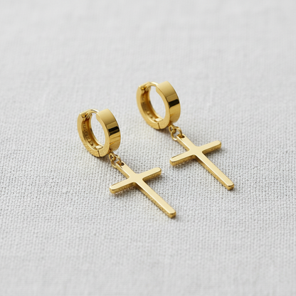 Stainless Steel Cross Clip-On Earrings