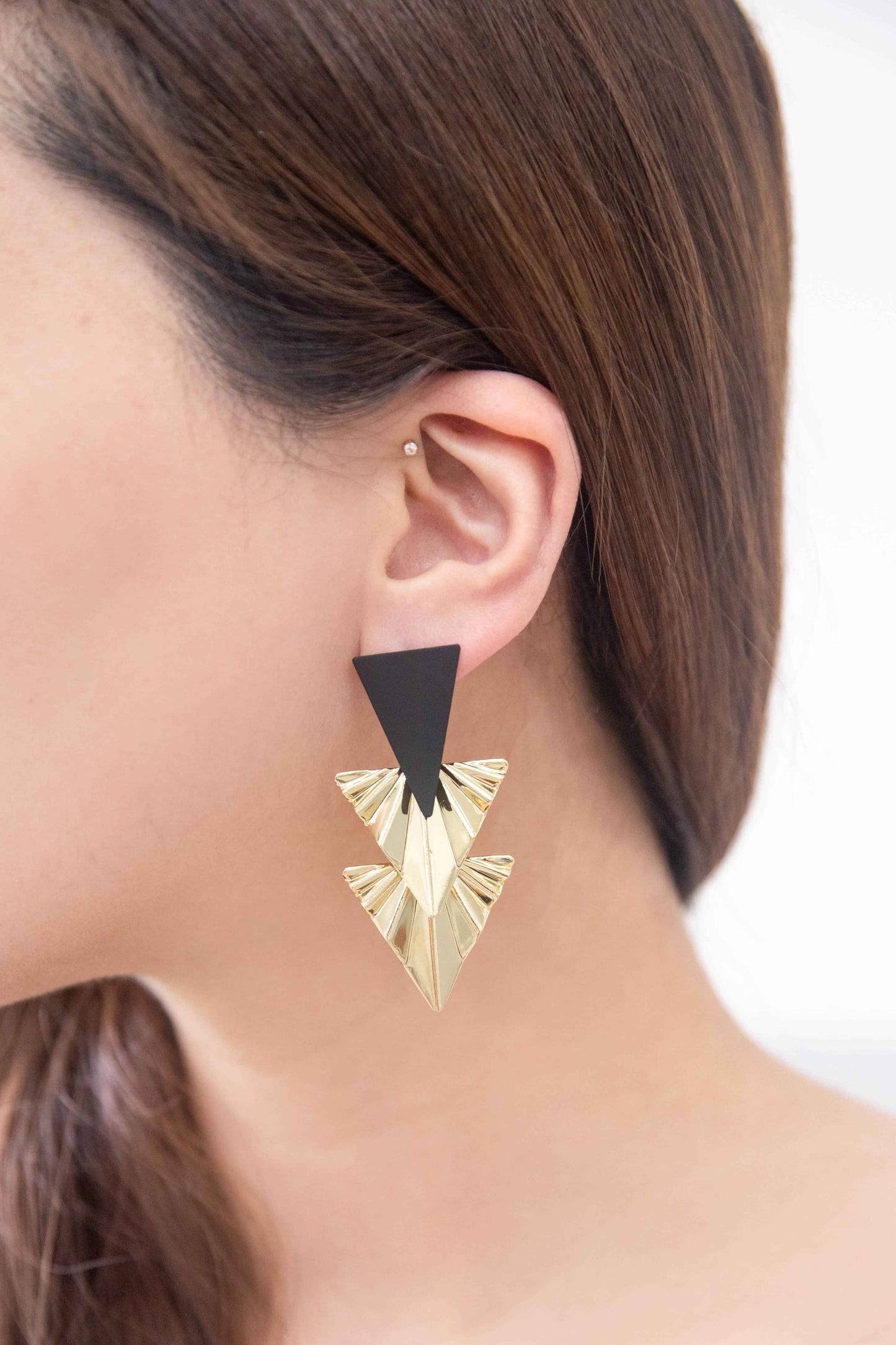 Lovoda Ruffled Gold Drop Earrings
