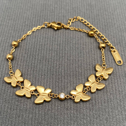 Butterfly Linked 18K Gold Plated S.Steel Bracelet - FGS