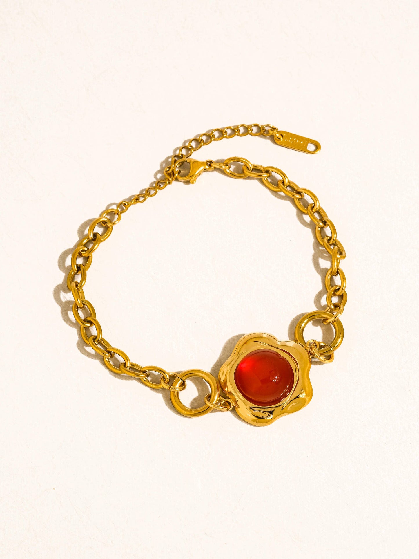 FM Plume Stone Bracelet - 18K Gold Plated/Red