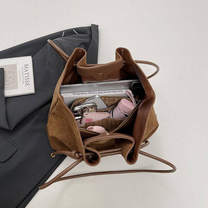 Autumn Winter Vintage Matte Tote Bag Large Capacity Shoulder Bag